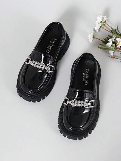 1 Pair Fashionable Girls' Solid Color Flat Loafers, Versatile Soft Sole Shoes, School Performance Shoes, School Hosting, Wedding Flower Girl Shoes, Match With Formal Dress, Attend Banquet, Stage Performance, Suitable For All Seasons
