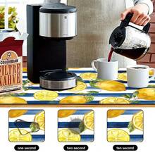 1 pieza Alfombrilla de secado de platos, Alfombrilla para cafetera, Patrón de limón acuarela con rayas azules y blancas, Altamente absorbente, Adecuada para mesa de comedor, cafetería y otras escenas, Regalo para el hogar, Encimera, Decoración de mesa de comedor - XYLSD-580 - Ver 10