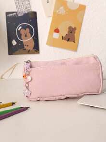 2pcs INS Style Pencil Case And Pendant - Large Capacity, Cute Plush Stationery Bag. High-End Elegant Appearance, Back To School, First Day Of School - Multicolor - View 6
