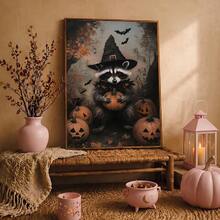 1 Stück, Leinwand Wandkunst, gerahmte Wanddekoration, süßer Hexen-Waschbär mit Kürbis und Fledermaus Herbstwald Leinwand Wanddekoration, ländliche Dark Academia Horror Halloween Poster, gruselige Fledermaus Kunst, Vintage Wanddekoration, geeignet für moderne Heimdekoration, Raumdekoration, Wohnheimdekoration, Schlafzimmerdekoration, Wohnzimmerdekoration, Badezimmerdekoration, Küchendekoration, Esszimmerdekoration - Waschbärzauberer - Übersicht 9