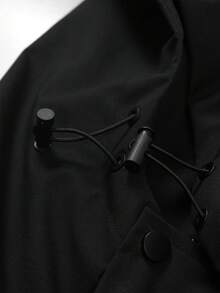 Men's Colorblock Outdoor Style Hooded Jacket, Contrast Patchwork Design, Durable Windproof Woven Fabric, Smooth Zipper Closure, Elastic Cuffs And Hem, Street Sports Commute Versatile Style - Black - View 4