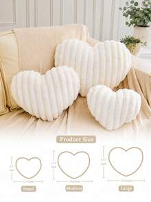 Herzförmiges Plüsch-Zierkissen, süßes dekoratives weiches flauschiges Kunstfell-Kissen für Sofa, Stuhl, Bett, Schlafzimmer, ästhetische Heimdekoration - Weiss - Übersicht 2