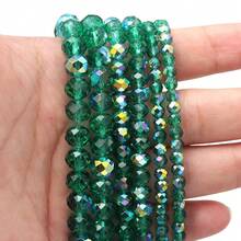 1 Strand Green Plated Artificial Crystal Glass Beads - Carved Spacer Beads, Suitable For Handmade DIY Necklace, Earrings, Bracelet Jewelry Decoration Beads, Keychain Phone Chain Making Accessories Beads, Gradient Color Beads, Shiny Surface - Green - View 4