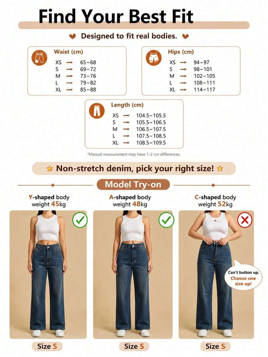 Women's Vintage-Style Wide-Leg Straight-Leg Jeans, Casual For Spring - 中等水洗藍 - 查看 1