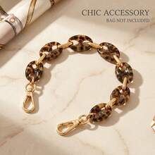 1pc Resin Tortoise Shell Chain Replacement, Luxury Acrylic Amber Leopard Print Handbag Handle, Thick Metal Chain Belt Suitable For Handbags - Multicolor - View 12