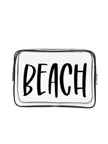 PVC防水透明防曬化妝包，印有彩色「BEACH」字母圖案，海灘主題收納袋，大容量透明旅行盥洗包，適合度假、浴室、宿舍、夏季海灘、游泳與旅行。獨特生日禮物、旅行紀念品、教師節禮物、開學必備 - 彩色 - 查看 14