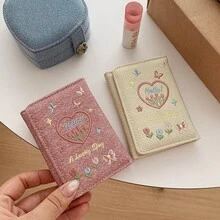 牛仔蝴蝶短款女用三折INS錢包 大容量零錢包 - 彩色 - 查看 7