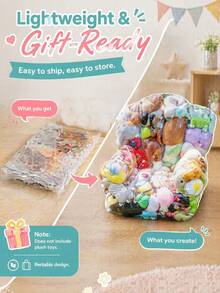2/3 Pcs Transparent Plush Doll Storage Bean Bag Chair Cover - Waterproof Easy To Clean PVC Plush Doll Storage Bag With Zipper, Transparent Storage Bag And Comfortable Seat, Large Plush Doll Support Chair - Transparent - View 6