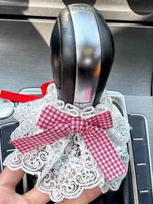 Lovely Car Gear Shift Knob Cover For Manual & Automatic Transmission, Decorative Protective Handle Cover Set - Bow Tie - View 5