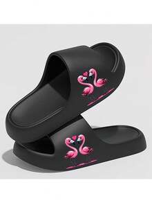 1 par de sandalias y pantuflas de exterior con estampado de flamenco, de verano, con suela gruesa y plataforma, pantuflas de playa para mujer, pantuflas de baño casuales de EVA con diseño de dibujos animados, suela blanda, ligeras, antideslizantes y resistentes al desgaste, adecuadas para el hogar, el baño, la piscina del hotel y viajes al aire libre, regalo de vacaciones, sandalias versátiles y cómodas con alta relación costo-beneficio - Zapatillas de adulto - Ver 12