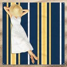 1pc Artistic Striped Pattern Beach Mat, Extra Large Beach Mat, Lightweight And Durable. Perfect For Travel, Camping And Picnic. Adult Extra Large Size. Perfect For Beach And Outdoor Adventure (Not A Beach Towel) - Multicolor - View 6