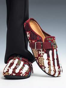 GAISIMA Men's Summer Height-Increasing Closed-Toe Slip-On Loafers, Thick Sole Office Sandals, Couple Shoes - Red - View 4
