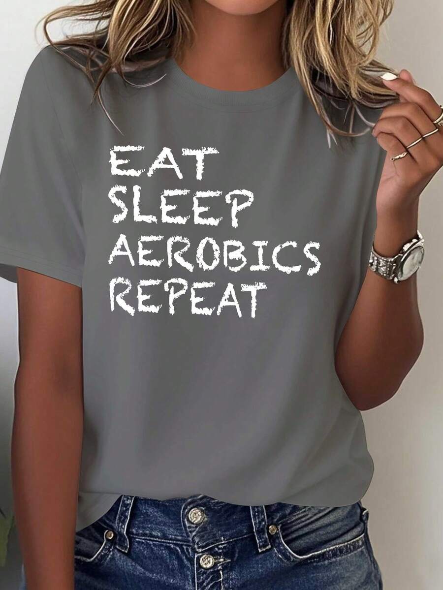Camiseta de Mujer Motion AEROBICS: Pura Comodidad - Gris Oscuro - Ver 1