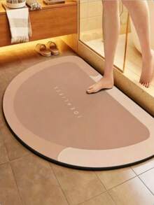 1pc Semi-Circular Silicone Bathroom Mat, Super Absorbent Quick Dry Thickened Non-Slip Shower Rug, Multi-Scene Doormat For Bathroom, Shower Room, Kitchen, Hallway, Bedside, Entrance & Laundry Room, Soft Household Decor Floor Rug - Multicolor - View 8