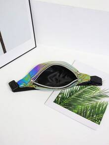 Bolso de cintura con doble cremallera para mujer, funda para teléfono estilo callejero, bolso deportivo ligero cruzado para el pecho - A - Ver 4