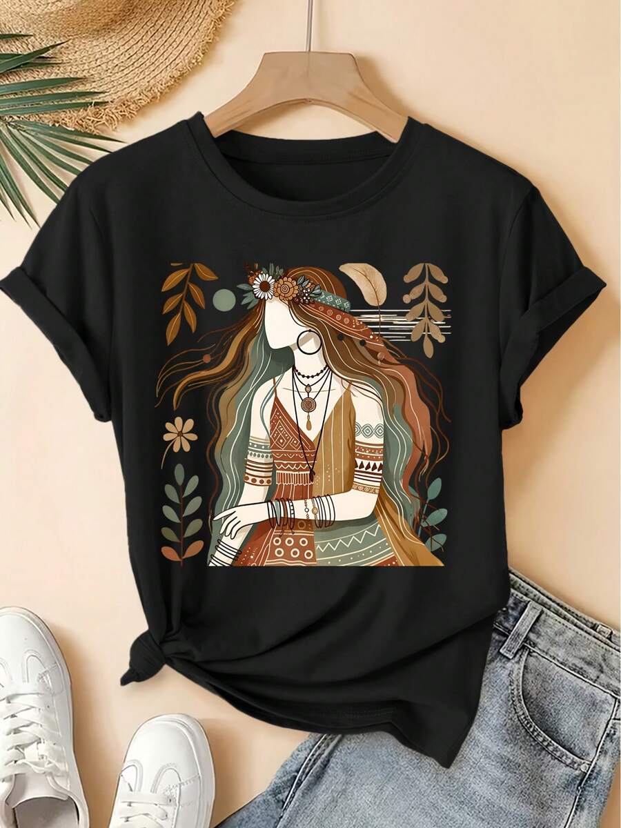 Women T-Shirts - 黑色 - 查看 1