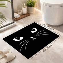 1/2pcs Black And White Cat Pattern Kitchen Mat Door Mat Polyester Absorbent Non-Slip Floor Mat Home Entrance Mat Bathroom Rug Living Room Bedroom Balcony Floor Mat Stain-Resistant Quick-Drying Durable Mat Suitable For Coffee Shop Bar Holiday Party Home Decor Pet Mat - Multicolor - View 12