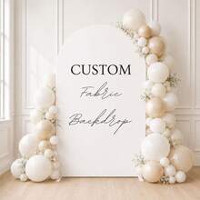 Custom White Fabric Backdrop, Personalized Event Backdrop, Decoration, Birthday Party Backdrop, Wedding Welcome Sign, Arch Backdrop, Photo Booth - Multicolor - View 4