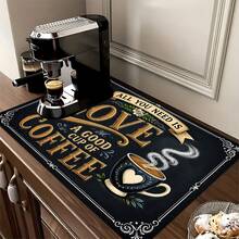 1 buah, Dekorasi Rumah, Alas Pengeringan Piring Bermotif Kopi, Alas Penyerap Mesin Kopi, Alas Pengering Piring, Alas Pengeringan Wastafel, Alas Penyerap Gelas, Perlengkapan Dapur, Perlengkapan Kamar Mandi, Dekorasi Meja Dapur - MultiWarna - View 6