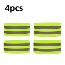 1/2/4pcs Reflective Straps For Cycling, Motorcycle Reflective Bands, High Visibility Reflective Straps, Night Motorcycle Riding Reflective Bands, Night Running Reflective Straps, Reflective Clothing, Night Safety Warning Protective Accessories - Green and White - View 9