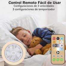 Mini Ceiling Fan With E27 Light & Remote Control, 10'', 3 Speeds, Dimmable LED Light, 360° Adjustable Angle, Timer Function, For Home, Bedroom, Living Room, Kitchen, Dining Room, Office, Study - 1 - View 3