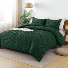 Andency - Queen Size Comforter Set For Queen Bed, Bohemian, Soft, Warm, Tufted And  Design, Neutral Tone, Aesthetic, Rustic, Beautiful, Textured, 3 Pieces, Beige/Cream - 04 - 翠綠色 - 查看 7
