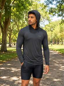 Kit 3 UV Protection Thermal Second Skin T-Shirt With Hood - 灰色 - 查看 3