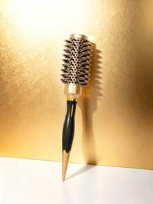 Gold Pointed Tail Aluminum Tube Ceramic Round Brush, For Styling, Volumizing And Curling; Heat-Conductive And Air-Purifying Hair Brush - Multicolor - View 13