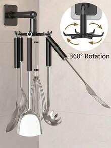 3/1 pieza Gancho giratorio para baño, gancho multifuncional de 6 garras, sin taladro sin adhesivo, uso en gabinete de plástico, estante de almacenamiento de utensilios de cocina expandible - Multicolor - Ver 3