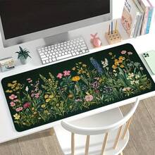 Hand-Drawn Wildflower And Plant Illustrations. Extra Large Durable Mouse Pad / Gaming Mouse Pad / Office Mouse Pad / Laptop Keyboard Pad / Desk Pad - Precision Stitched Edges, Non-Slip Rubber Base, Multiple Sizes Available. - Mouse Pad - View 3