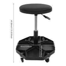 YISSALE Taburete de taller neumático, redondo y negro, con altura regulable de 45 a 58 cm (17,72–22,83 pulgadas), bandeja para herramientas con 4 compartimentos, giratorio 360° y móvil, ideal para reparaciones de automóviles, talleres mecánicos y trabajos de bricolaje. - Negro - Ver 11