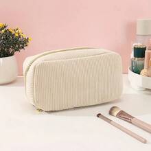 4/2/1pc Large Capacity Corduroy Pencil Case, Gold Zipper, Aesthetic Solid Color Multi-Function Stationery Storage Bag, Large Capacity Pencil Pouch, Compact Portable Design, Internal Compartments For Organized Storage, Wide Opening For Easy Access - Multiple Styles - View 7