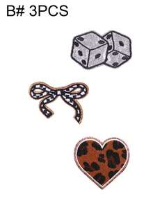1套3/9件裝多色英文字母刺繡貼片 可愛時尚蝴蝶結撞球骰子聚酯纖維徽章貼花 DIY衣物燙貼補丁縫製配件布貼，適用於背包、牛仔褲、夾克、T恤、帽子、洋裝等 - 混搭 - 查看 26