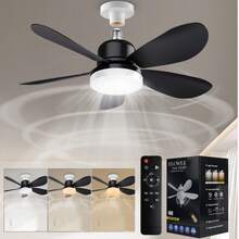 Breeze Socket Fan Light With Remote, Portable Small Ceiling Fans With Lights Dimmable For Bedroom, Kitchen, Living Room, 20.5" Ceiling Fan With 3000K-6500K/40W, Screws Into E26/E27 - Black - View 3