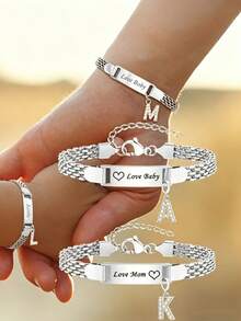 1PC Customizable Letter And Text Bracelet, Stainless Steel Bracelet, Personalized Name Bracelet, Fashion Gift, Suitable For Daily Wear And Gifting, Customized Gift, Personalized Gift, Christmas And Thanksgiving Gift For Family - Multicolor - View 6