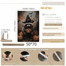 1 Stück, Leinwand Wandkunst, gerahmte Wanddekoration, süßer Hexen-Waschbär mit Kürbis und Fledermaus Herbstwald Leinwand Wanddekoration, ländliche Dark Academia Horror Halloween Poster, gruselige Fledermaus Kunst, Vintage Wanddekoration, geeignet für moderne Heimdekoration, Raumdekoration, Wohnheimdekoration, Schlafzimmerdekoration, Wohnzimmerdekoration, Badezimmerdekoration, Küchendekoration, Esszimmerdekoration - Waschbärzauberer - Übersicht 15