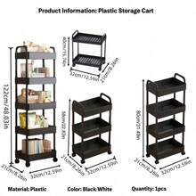 Multifunctional Rolling Storage Cart - Suitable For Kitchen, Living Room And Bedroom - Can Store Stationery, Snacks, Small Items - Durable Plastic Structure, Multifunctional Trolley, Vertical Storage Rack - Multicolor - View 3