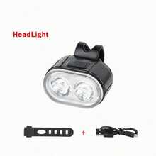 1 pieza Luz delantera de bicicleta recargable con luz trasera, 4 modos, impermeable, adecuada para camping al aire libre, iluminación de para montar de noche - Luz de bicicleta - Ver 12