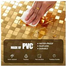 1 Roll 300cm/118.1in PVC Self-Adhesive Mosaic Wallpaper Waterproof Contact Paper, Glossy Thickened Self-Adhesive Wall Renovation Film, Suitable For Kitchen, Bathroom, Vanity Home Decor - A - View 9