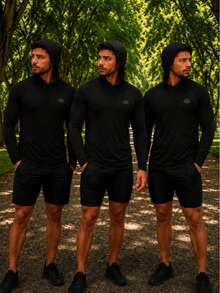 Kit 3 UV Protection Thermal Second Skin T-Shirt With Hood - màu đen - Xem 1