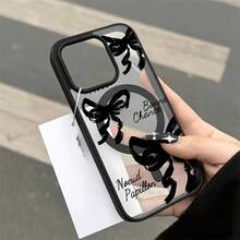[24h Shipping From DE/FR/ES]Apple 11-17  21-26 Galaxy Phone Case: Black Case With Bow, Supports Wireless Charging, Anti-Drop, Skin-Friendly Magnetic Case, Suitable For IPhone 16 Pro Max, 15, 14 Plus, 13, 12, 11 Protective Case. Christmas Gift, New Year's Gift, Easter Gift, Halloween Gift, For Friends, For Family Birthday Surprise Gift Cell Phone Case - 1pcs - View 1