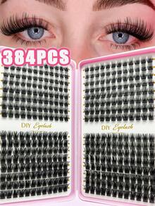 Buku Bulu Mata Kapasitas Besar 384 Kluster untuk Ekstensi DIY, Ciptakan Efek Riasan Alami dengan Volume Mengembang, Cocok untuk Pemakaian Sehari-hari, Kencan, Pesta, Panggung, Perlengkapan Penting untuk Pemula - D - View 2