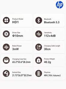 HP Wireless Earbuds,BT Headpones With USB-C For Fast Charging & ANC And ENC Noise Canceling Technology For Sports Music Women's Gift Creative Holiday Gift,Gaming Earphone - View 10