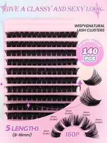 MAANGE 140 Clusters 160P Fluffy False Eyelashes, 8-16mm, Large Capacity, Anime-Style Lightweight Cluster False Eyelashes, Mixed Length, Cluster Eyelash Extensions, Thick And Voluminous Single False Eyelashes, Suitable For Home Use, Creating Thick, Fluffy And Natural Makeup, DIY Home Makeup, Large Capacity Single Eyelash Book, False Eyelashes, Eyelash Clusters, Eyelashes, Fluffy Eyelashes - Black - View 4