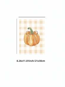 1pc Frameless Watercolor Pumpkin With Bow Plaid Fall Cozy Autumn Wall Art Poster Print For Apartment Living Room Bedroom Dorm Party Decor, Room Decor, Prints For Wall - Frameless - View 15
