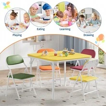 Collapsible Kids Table And Chairs Set – Space-Saving Children's Furniture – Durable Metal Frame – Easy Storage – Ideal For Dining, Learning, Play, Daycare, Study Room - Multicolor - View 7