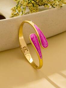 1pc Fashion Exaggerated Metal Enamel Geometric Water Drop Shape Round Bracelet Suitable For Women's Daily And Party Wear - Geometry - View 5