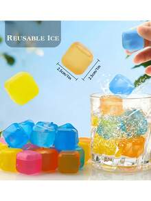 12/24/36pcs Reusable Plastic Ice Cubes, Washable And Freezable Ice Cubes, Suitable For Coffee, Bar Parties And Holiday Celebrations-Christmas, Easter, Thanksgiving, Back To School - Multicolor - View 2