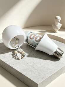 Fun Light Bulb Shaped Storage Box (Not A Real Light Bulb), Light Bulb Shaped Box, Realistic Light Bulb Storage Box, Realistic Light Bulb With Secret Compartment - Password Lock, Hidden Storage For Cash, Jewelry And Valuables, Transparent Plastic Design, No Battery Required, Party Gift, Holiday Gift - Multicolor - View 2