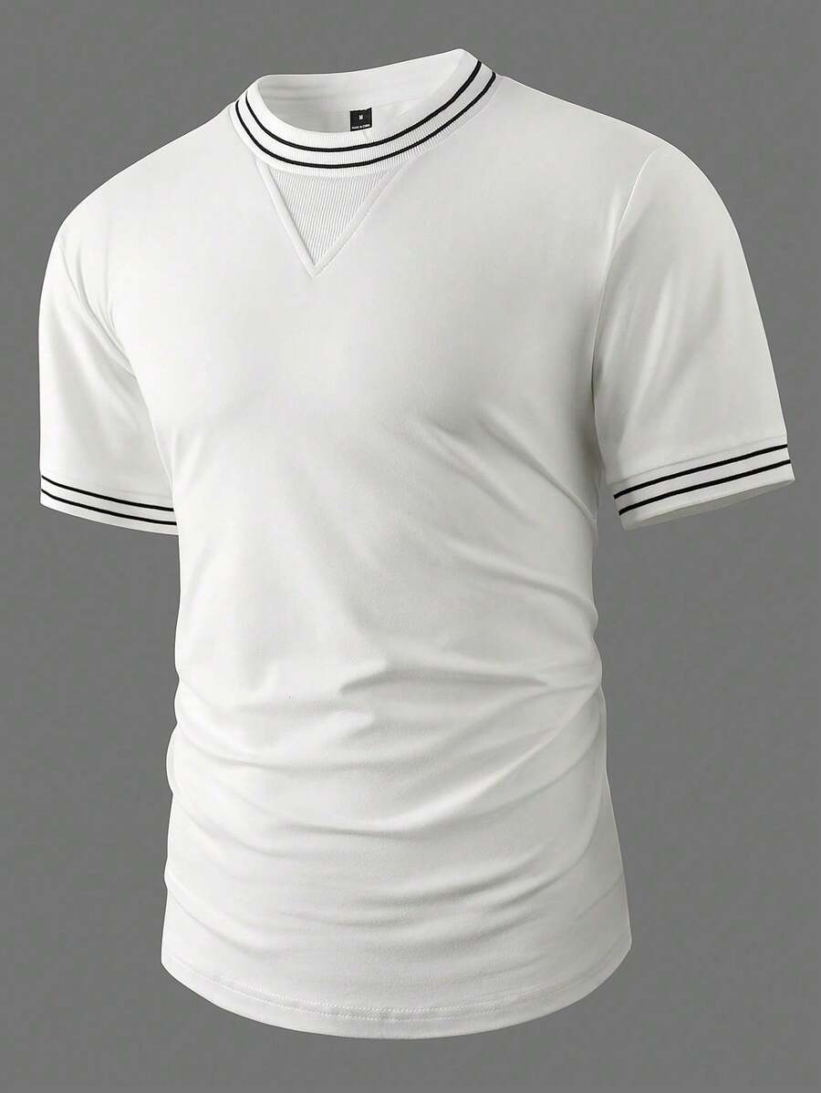 Manfinity Homme Men's Casual Short Sleeve Button-Down Shirt With Half Wallet - White - View 1